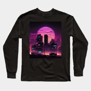 Synthwave City By Night Long Sleeve T-Shirt